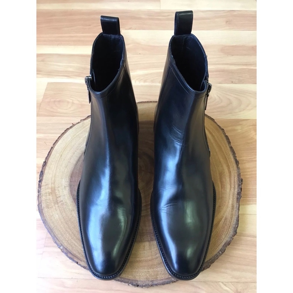 Saint Laurent Wyatt Black Leather Side Zip Boot